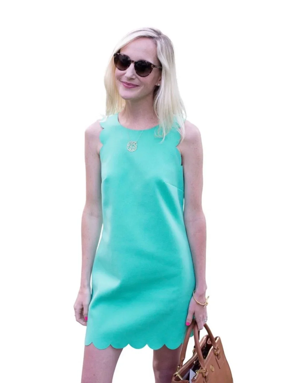 J. Crew Dress Size 6 Green Sheath Playful Scalloped Trim Round Neck Sleeveless
